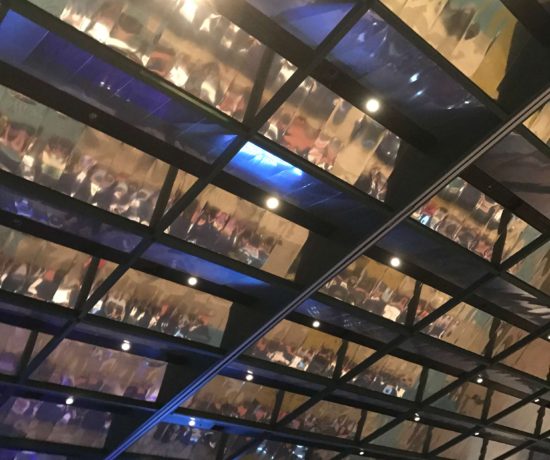 Reflective ceiling in a ballroom