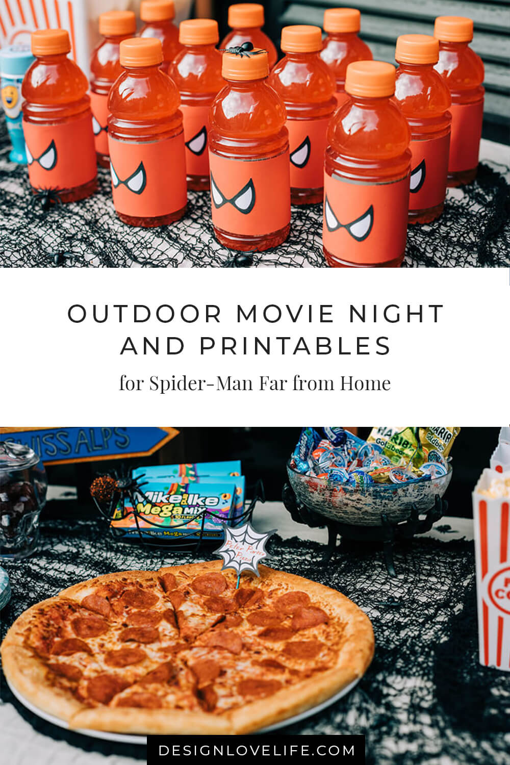 Outdoor Spider-Man: Far From Home Movie Night. Outdoor Movie Night with Printables for a Spider-Man themed party. Annie Johnson - Design Love Life