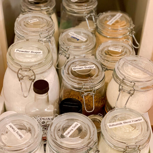 Pantry Organization Ideas for bulk foods, use label maker and glass clamp jars. Annie Johnson | Design Love Life