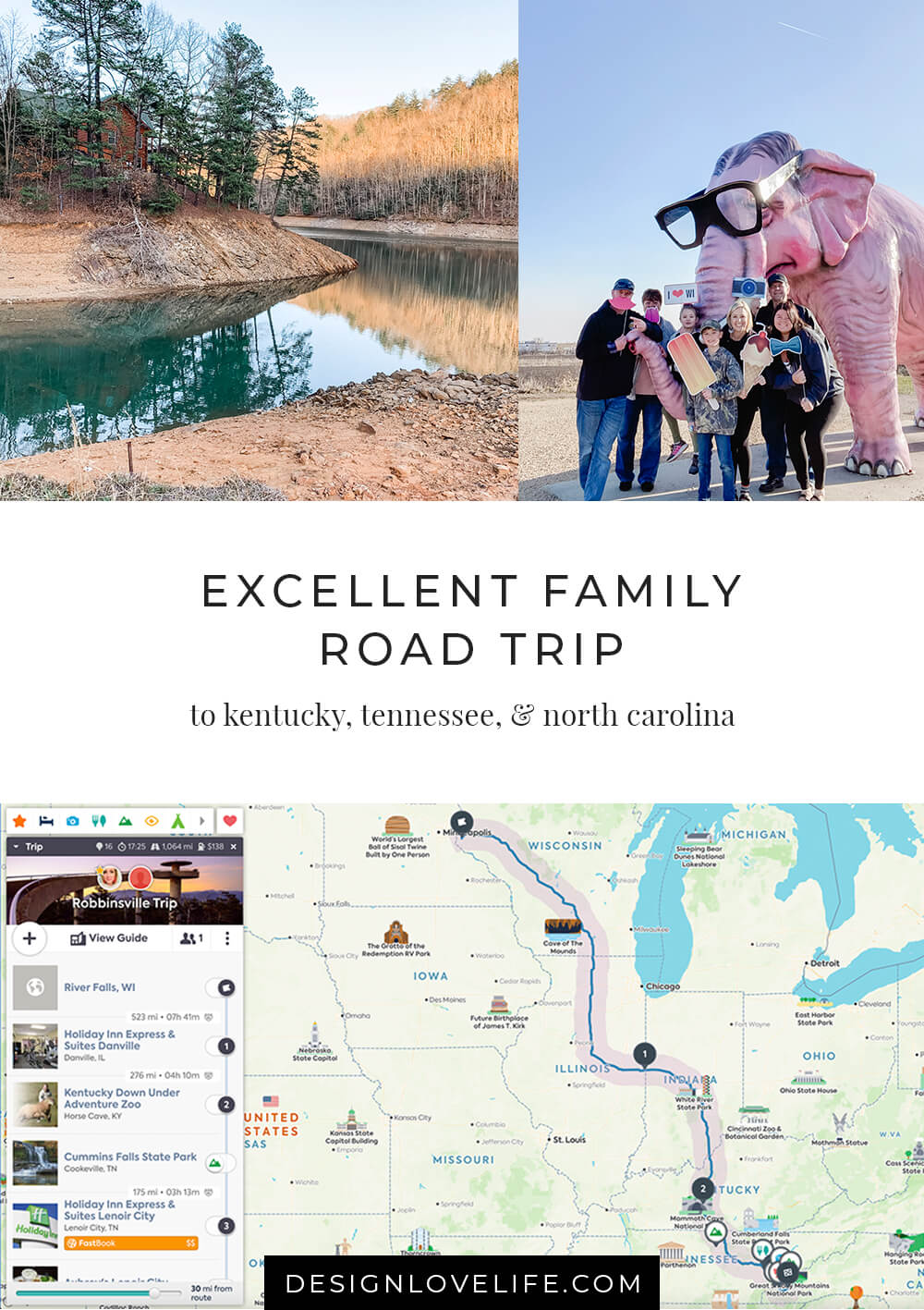 Excellent Family Road Trip to Kentucky, Tennessee, and North Carolina. Discover amazing stops along your way with the best road tripping app. Annie Johnson | Design Love Life.